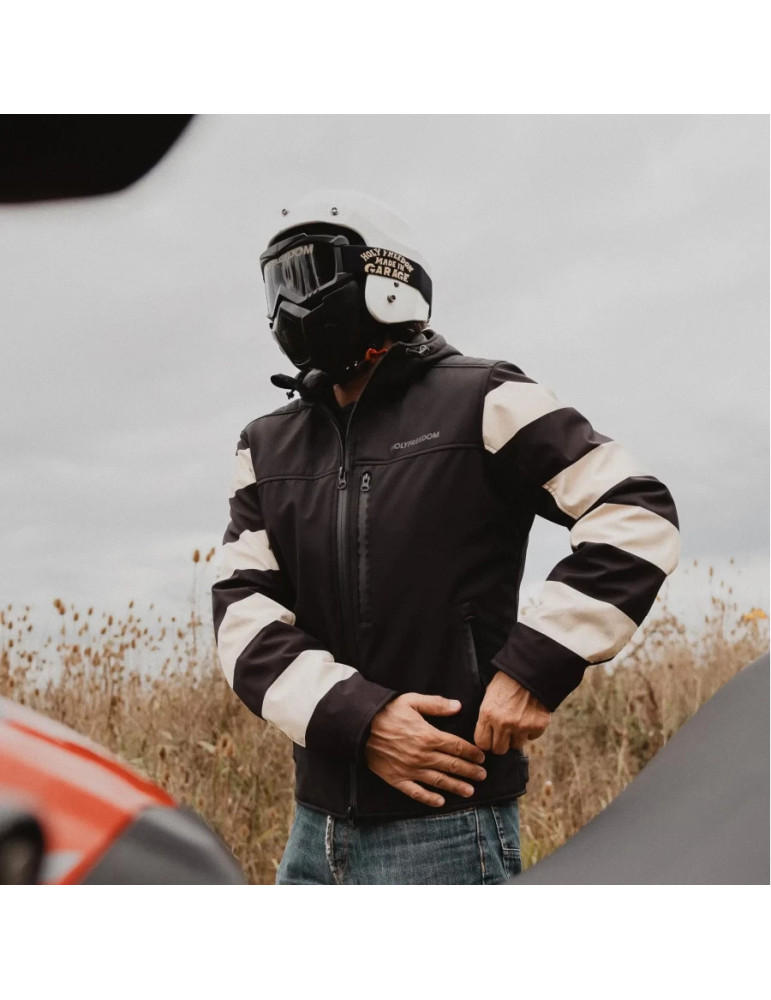 Jacke Holyfreedom Prison Softshell schwarz off white
