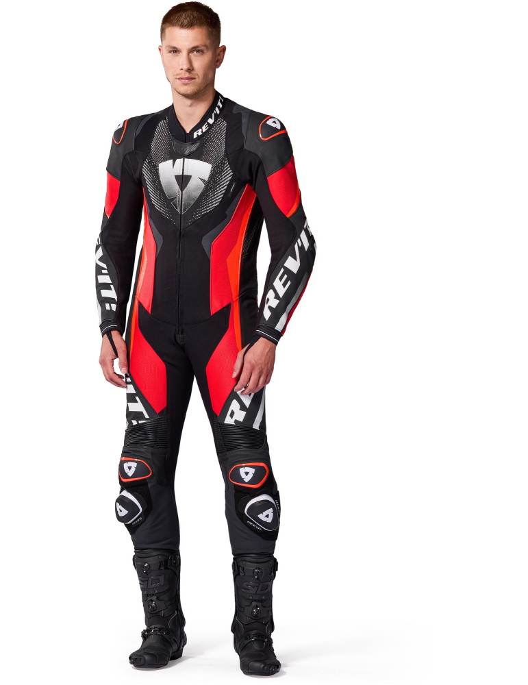 Rev'it Hyperspeed 3 Schwarz Neon Rot Einteiliger Anzug