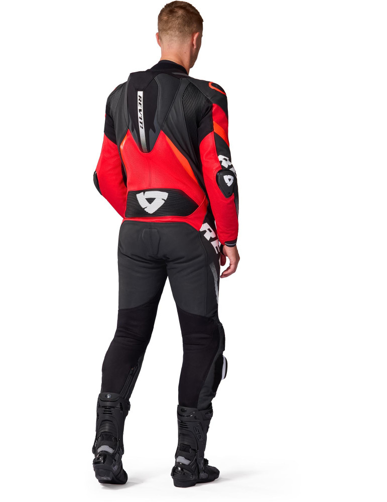 Rev'it Hyperspeed 3 Schwarz Neon Rot Einteiliger Anzug