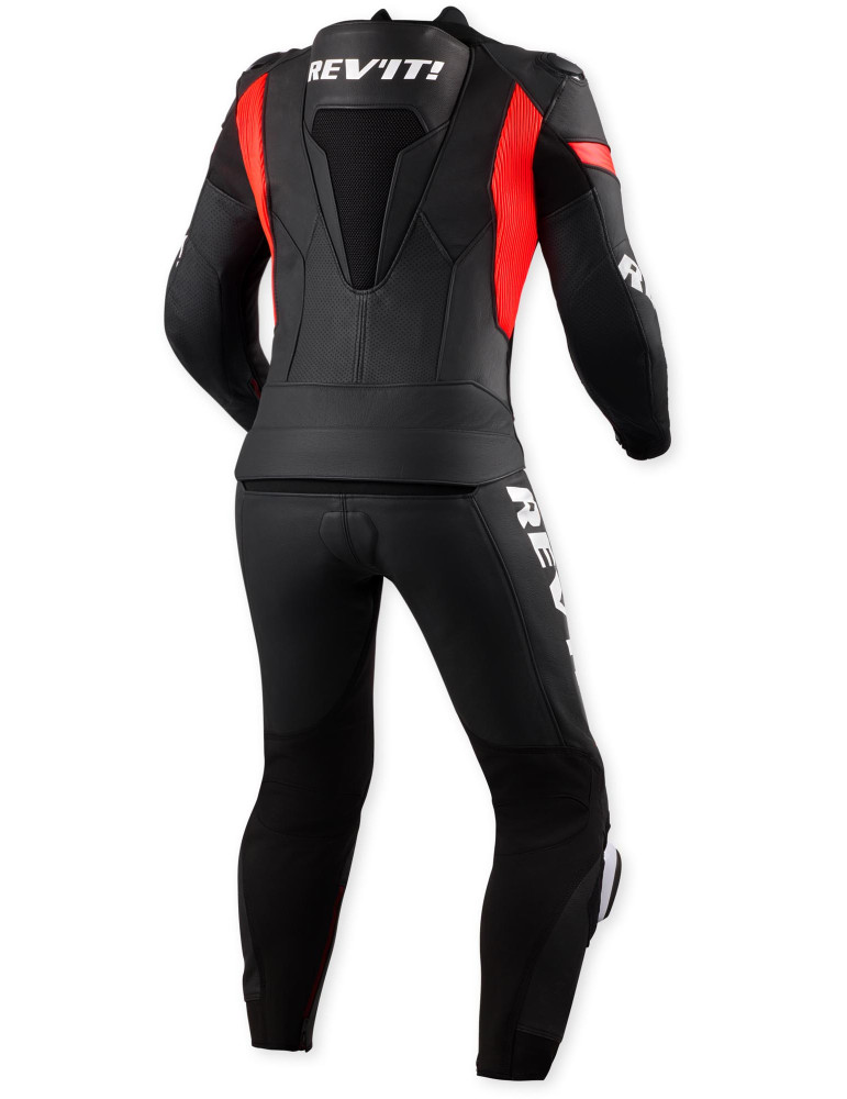 Rev'it Argon 3 Negro Rojo Neón Traje de una pieza