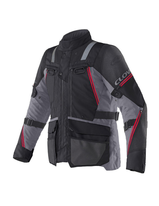 Chaqueta Clover Outland-3 WP Roja/Negra | Impermeable Moto