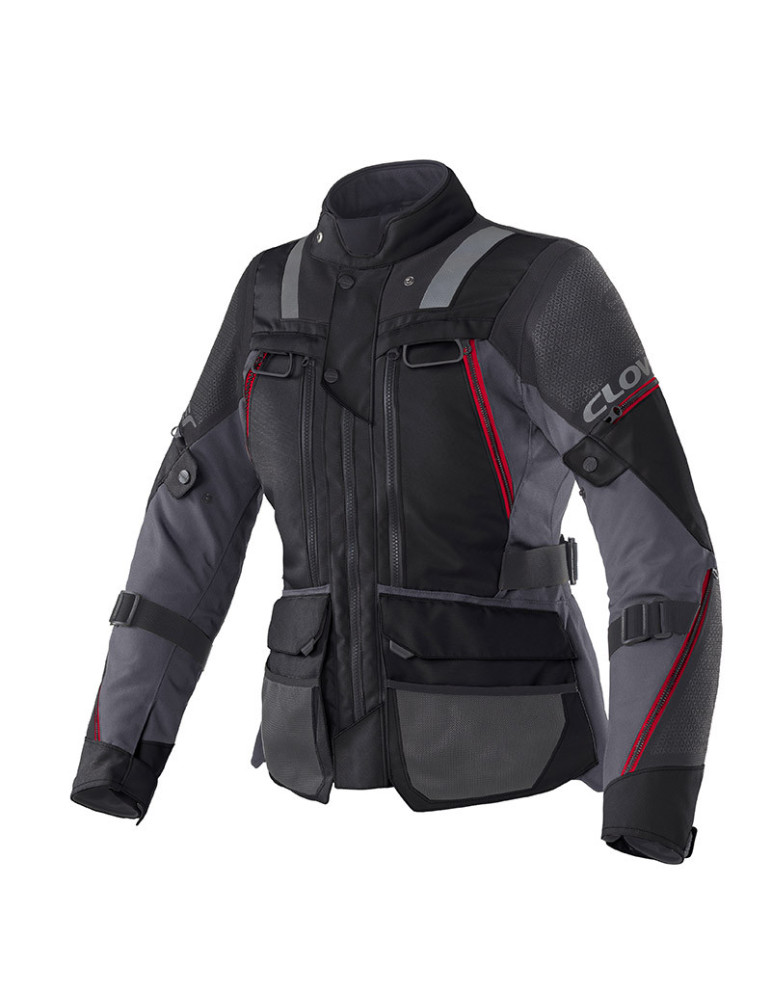 Giacca Donna Clover Outland-3 WP Rosso/Nero | Impermeabile Moto