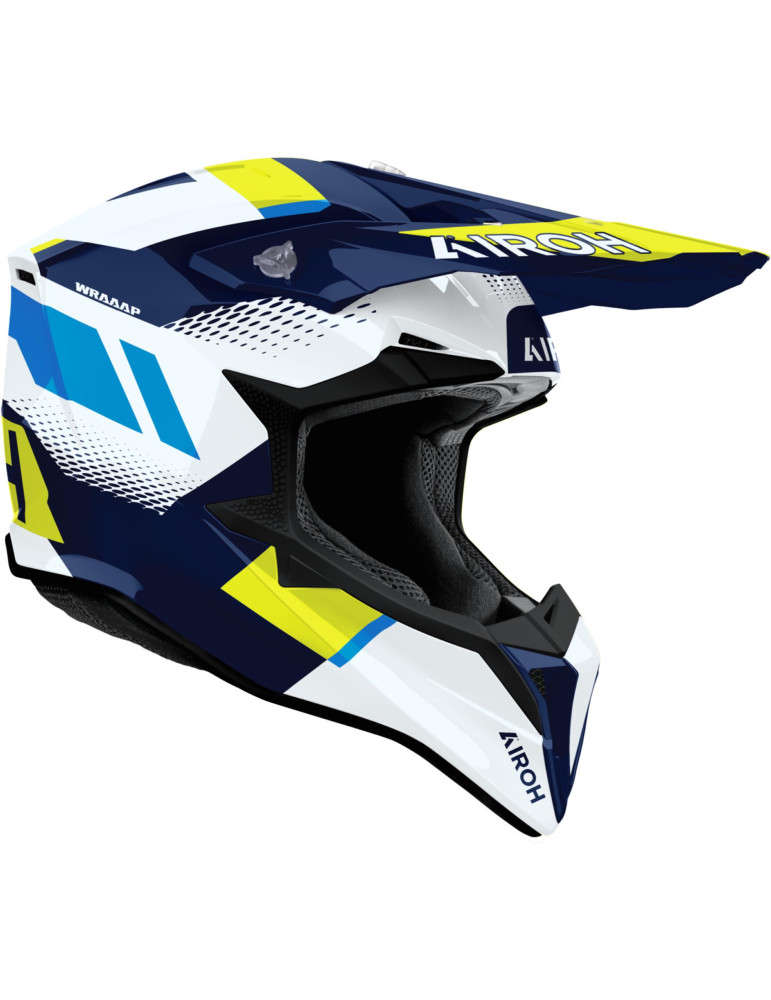 Casco Cross Airoh Wraaap Vision Giallo Blu Lucido | Offerta Online