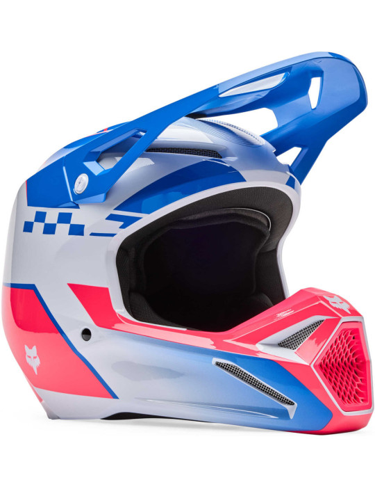Casque Cross Fox V1 Collect Bleu/Rose | Casque Moto Off-Road