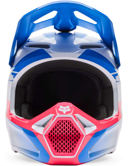 Casque Cross Fox V1 Collect Bleu/Rose | Casque Moto Off-Road