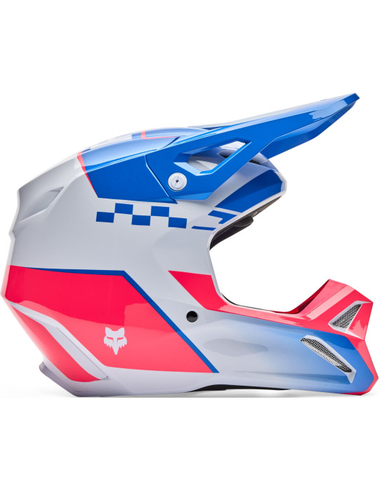 Casque Cross Fox V1 Collect Bleu/Rose | Casque Moto Off-Road