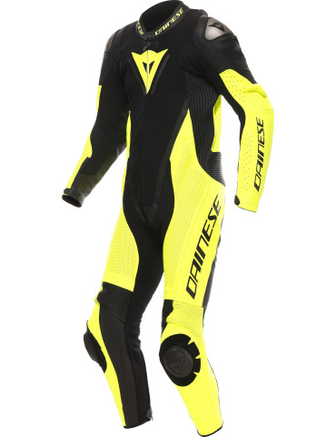 Dainese Demon Sprint Perf 1-Piece Leather Suit | Black/Fluo Yellow