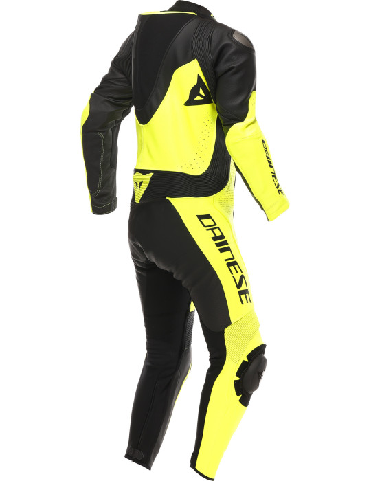 Dainese Demon Sprint Perf 1-Piece Leather Suit | Black/Fluo Yellow