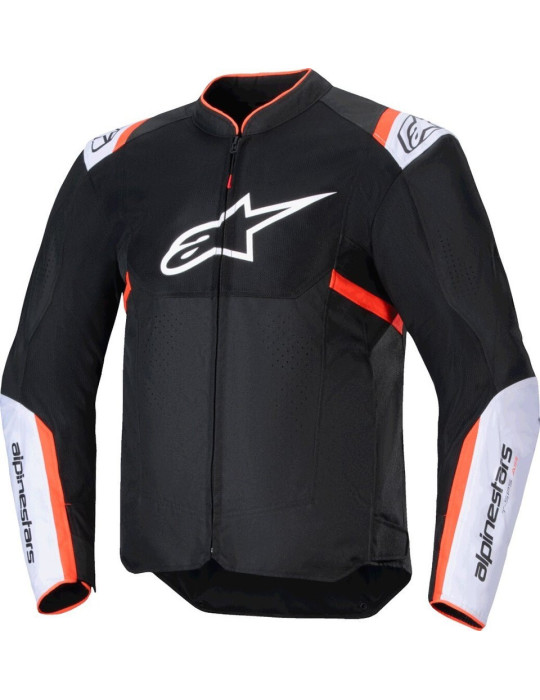 Blouson Moto Été Alpinestars T-SPS Air v2 Noir/Blanc/Rouge Fluo | Veste Airflow
