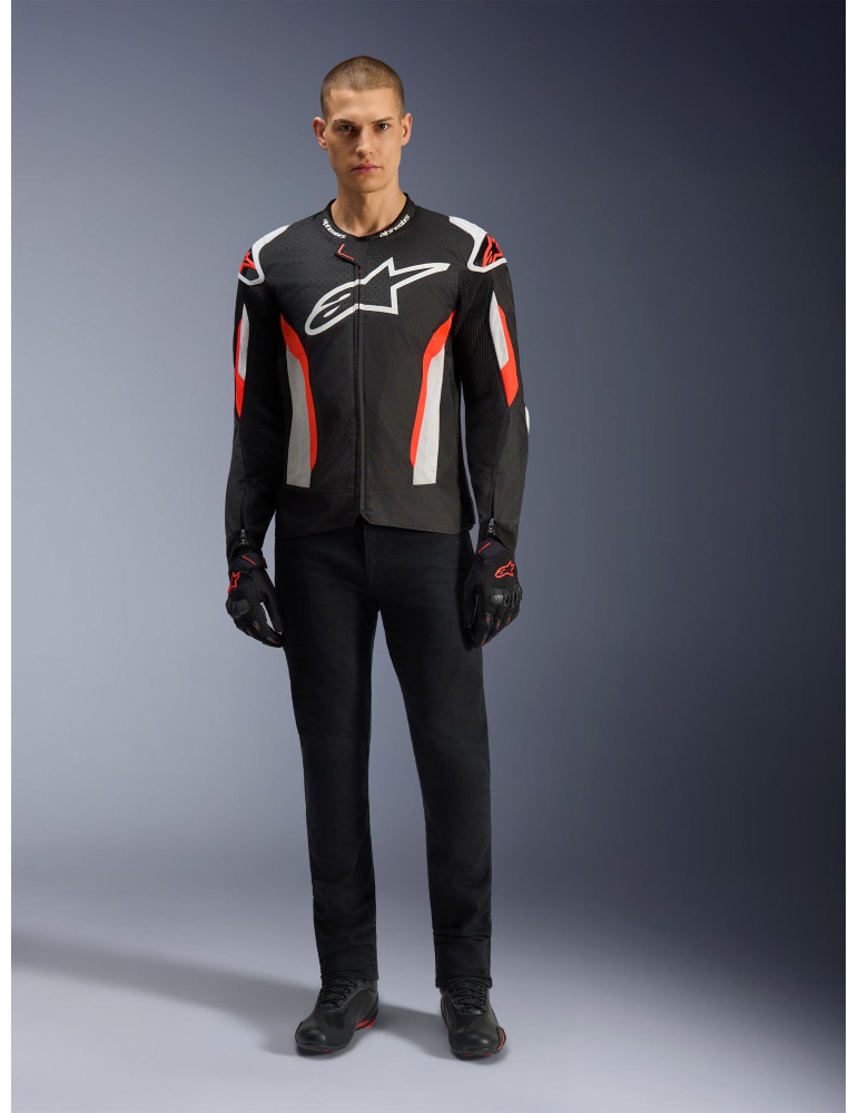Chaqueta Moto Verano Alpinestars T-GP Air Negro/Rojo Flúor 2026