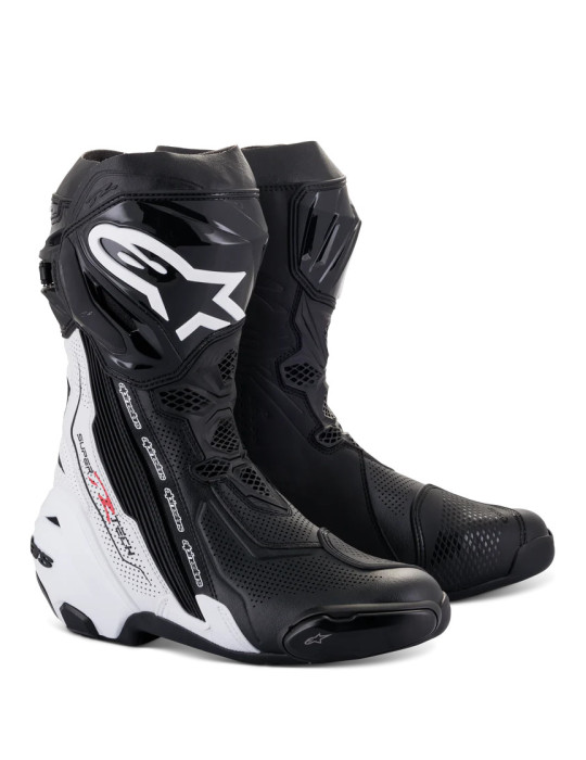 Bottes Moto Racing Perforées Alpinestars Supertech R Vented Noir/Blanc | Achat en Ligne