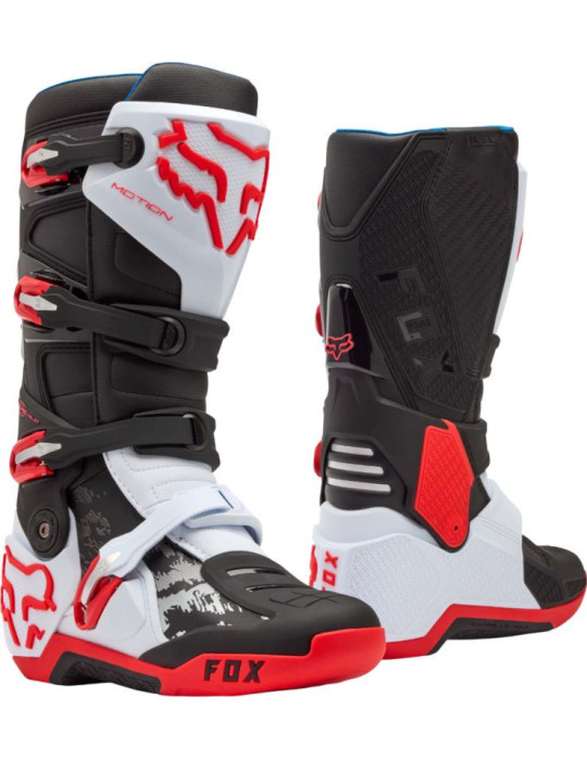 Botas Moto Cross/Enduro Fox Motion Blanco y Rojo Flúor | Comprar Online