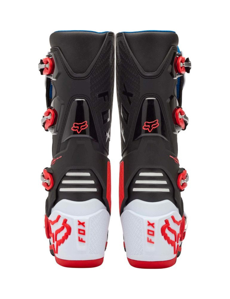 Fox Motion Motocross & Enduro Motorcycle Boots | White/Fluo Red