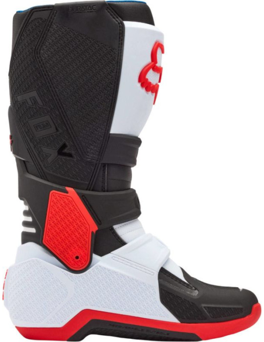 Fox Motion Motocross & Enduro Motorcycle Boots | White/Fluo Red