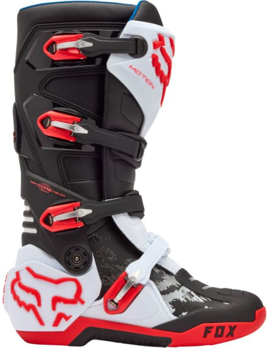 Botas Moto Cross/Enduro Fox Motion Blanco y Rojo Flúor | Comprar Online