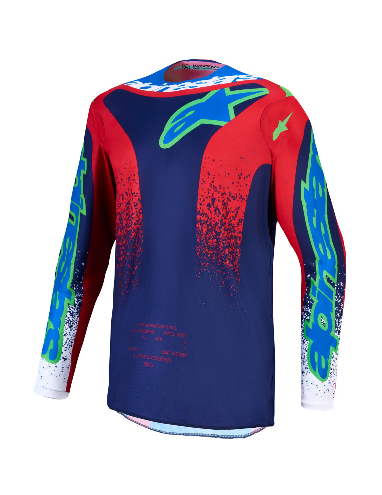 Maillot Moto Cross Enduro Alpinestars Fluid Drag Bleu Marine/Rouge | Achat en ligne