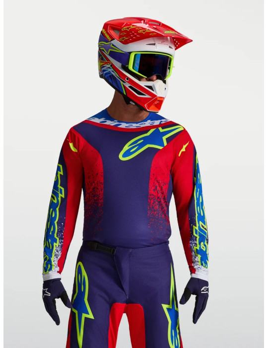 Alpinestars Fluid Drag Motocross/Enduro Shirt – Dunkelblau/Rot | Online kaufen