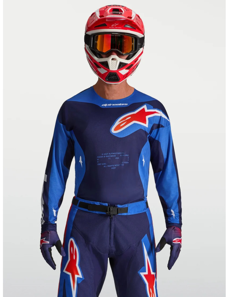 Camiseta Moto Cross Enduro Alpinestars Racer Hunt Azul/Rojo | Compra Online