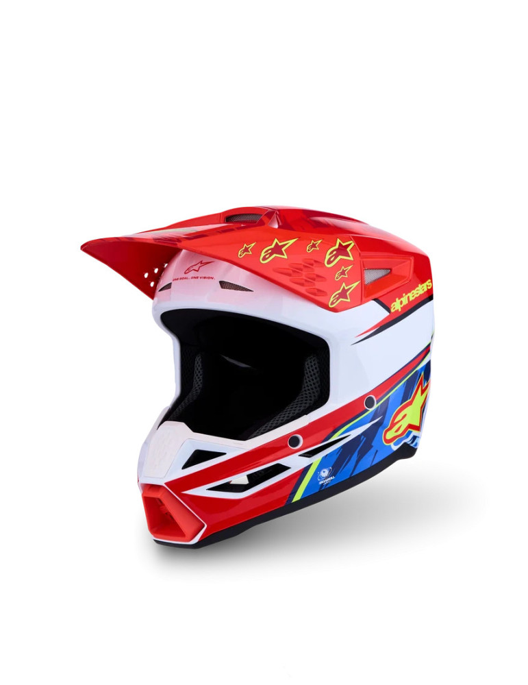 Alpinestars Youth S-M3 Falcon Kids Motocross Helmet | Red/White/Blue/Yellow