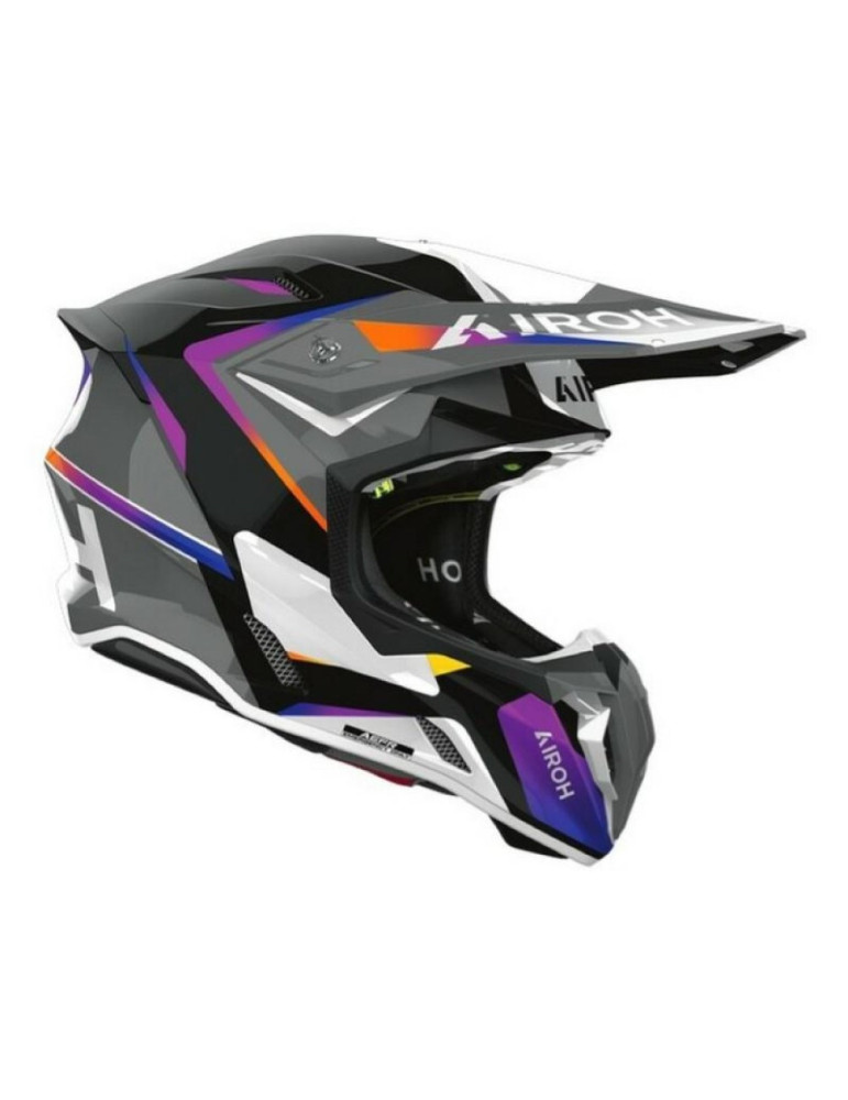 Casco Moto Cross Enduro Airoh Twist 3 Hustle Multicolore Lucido