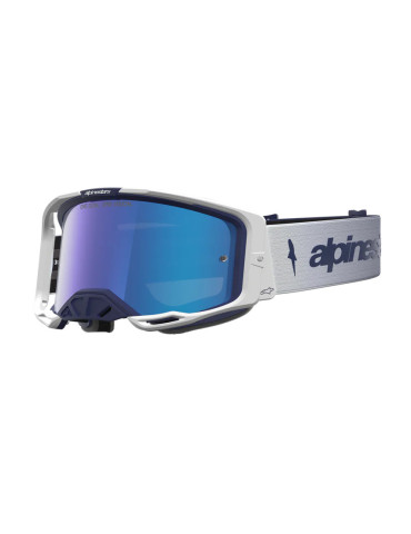 Maschera Moto Cross Enduro Alpinestars Supertech Vision 8 Ambra Blu Bianco