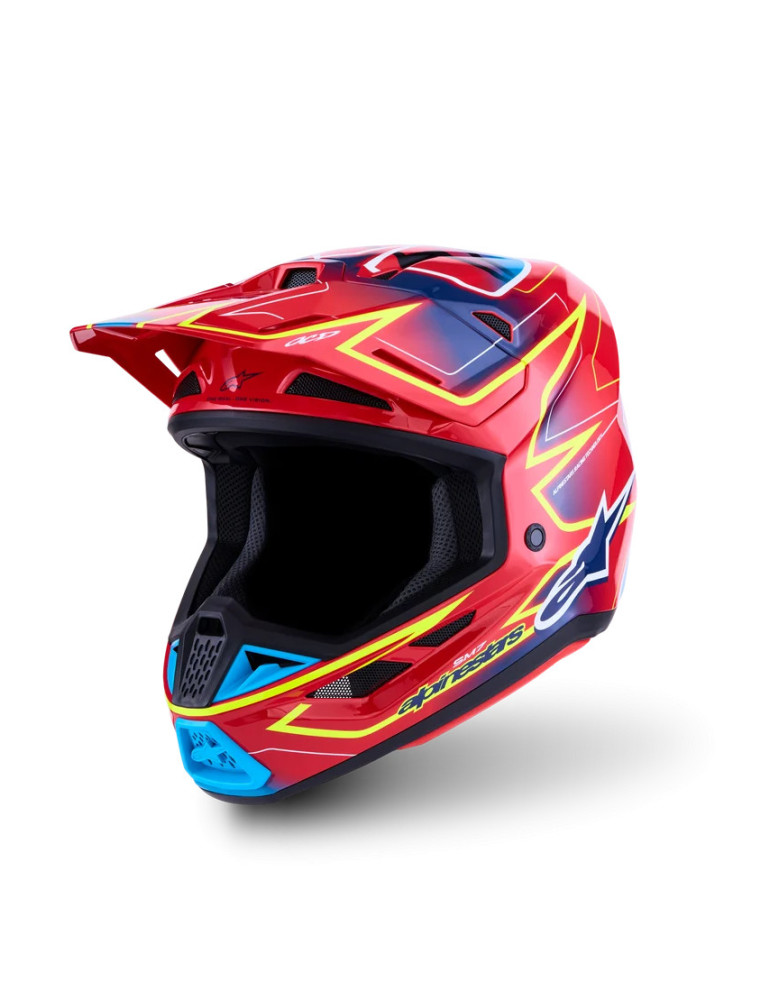 Casco Integrale Cross/Enduro Alpinestars S-M7 Cast Rosso Giallo Blu | Acquista Online