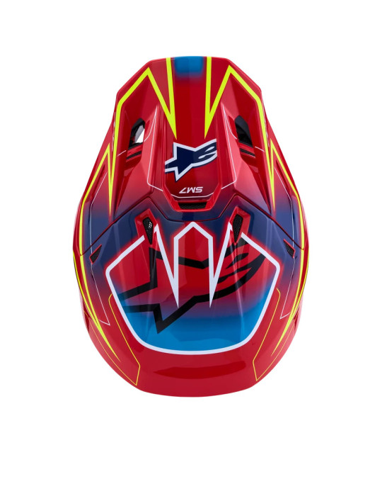 Casque Intégral Cross/Enduro Alpinestars S-M7 Cast Rouge Jaune Bleu | Achat en Ligne