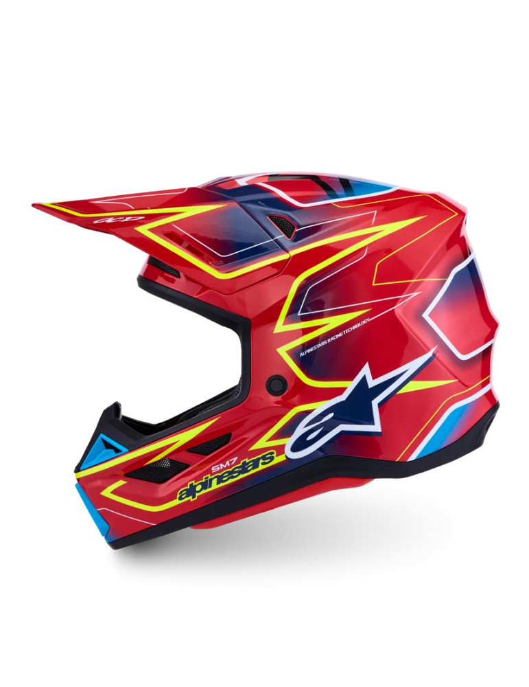 Casco Integral Motocross Enduro Alpinestars S-M7 Cast Rojo/Amarillo/Azul | Comprar Online