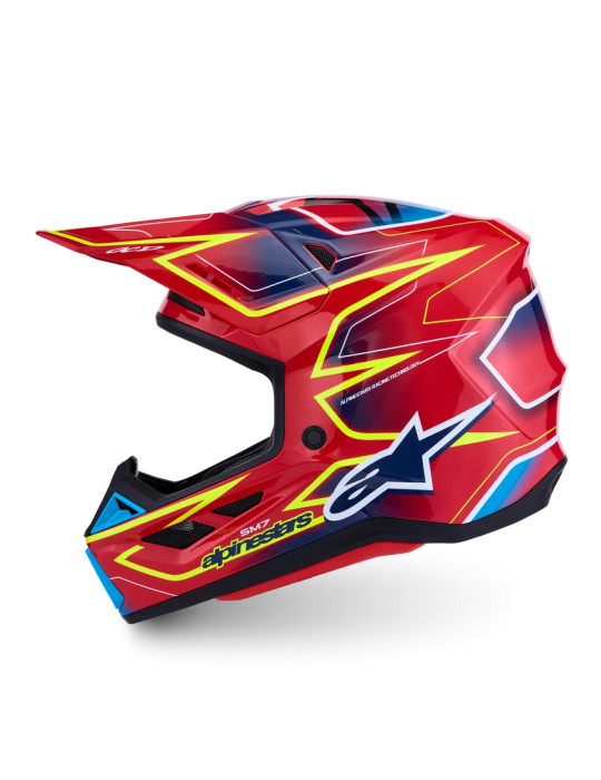 Alpinestars S-M7 Cast Helmet – Red/Yellow/Blue | Full Face MX Enduro