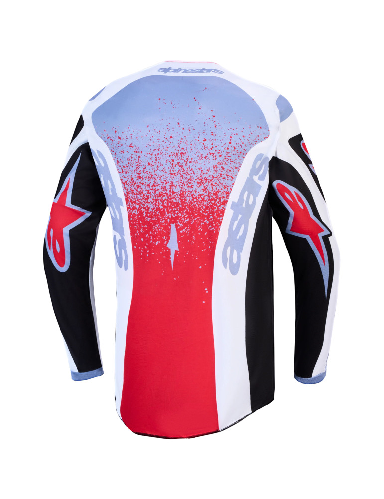 Maillot Moto Cross Enduro Alpinestars Fluid Drag Blanc Bleu Rouge | Achat en ligne