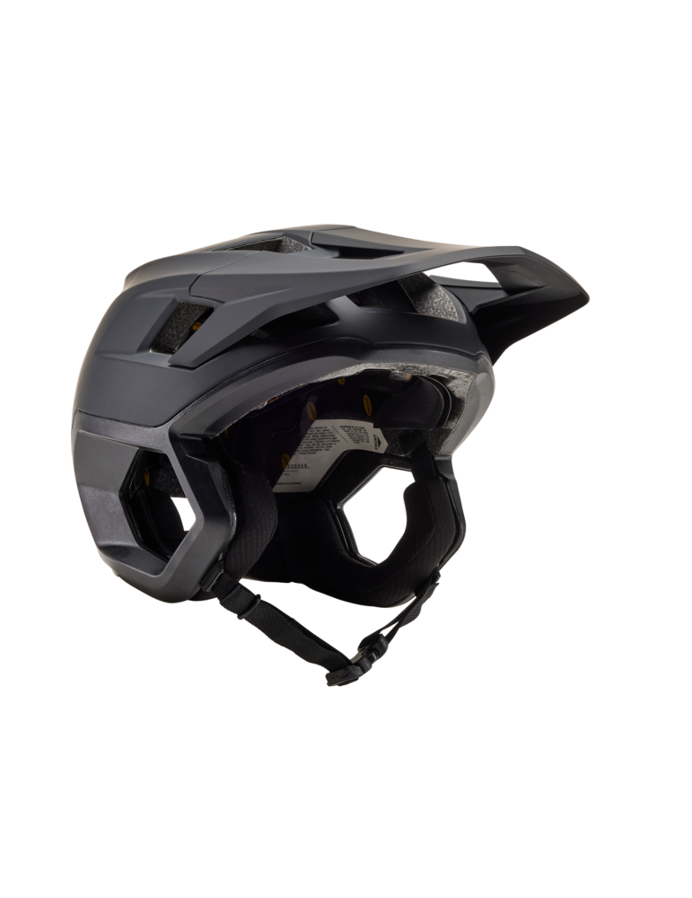 Fox Dropframe Matte Black MTB Helmet - three-quarter view