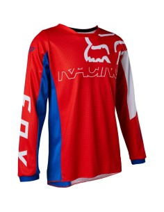 CHILDREN'S JERSEY FOX 180 SKEW WHITE RED BLUE