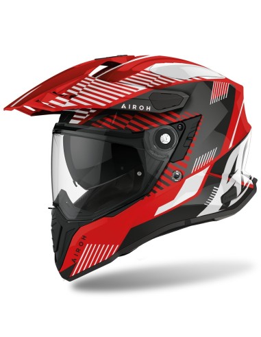 CASCO AIROH COMMANDER CARBON RED GLOSS Colore ROSSO Piano taglie SML M
