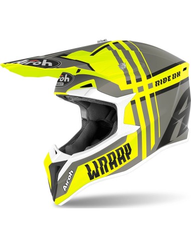 AIROH HELMET WRAAP BROKEN YELLOW MATT Color YELLOW SML size plan M