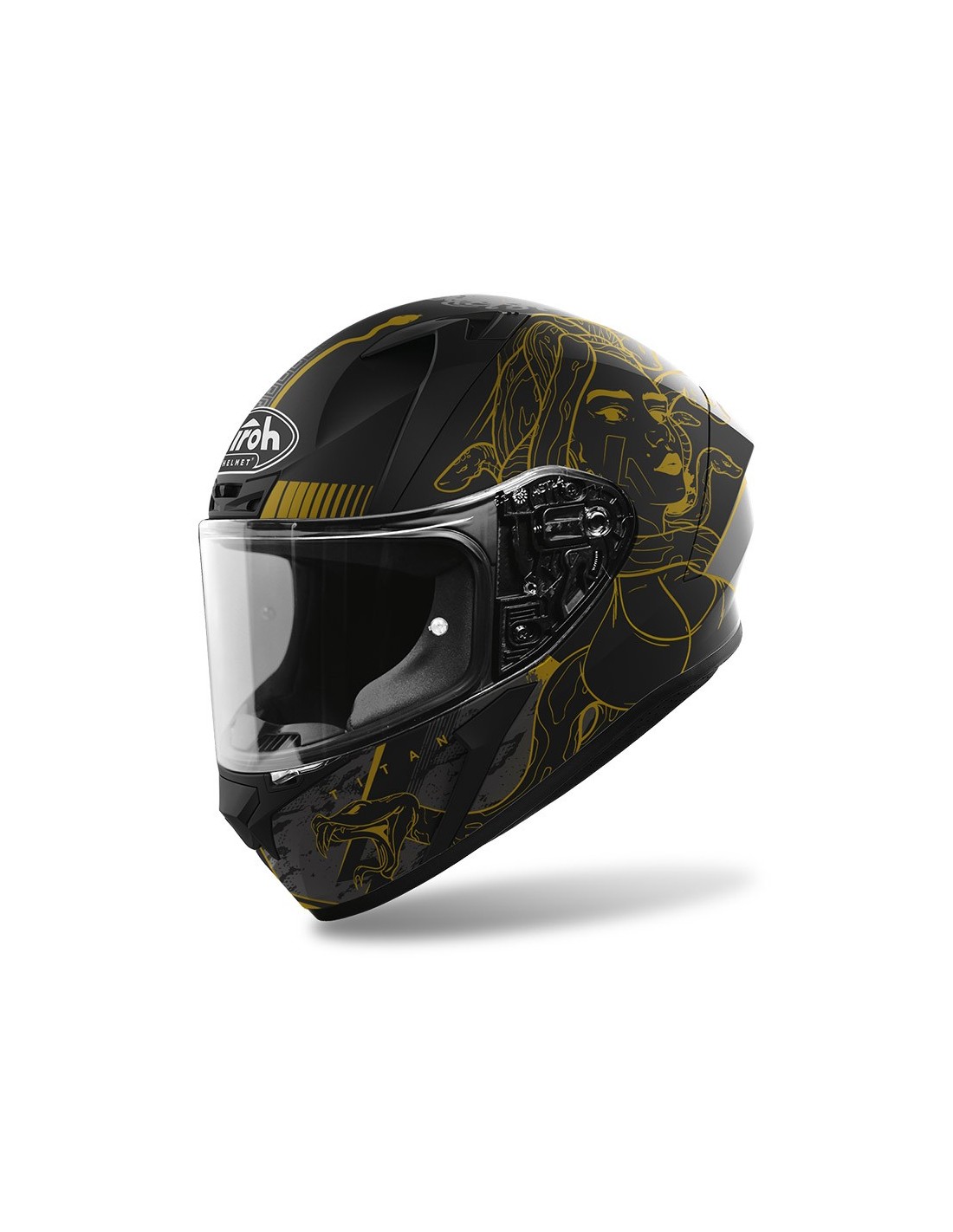 AIROH VALOR TITAN MATT HELMET Color BLACK GOLD SML size plan S