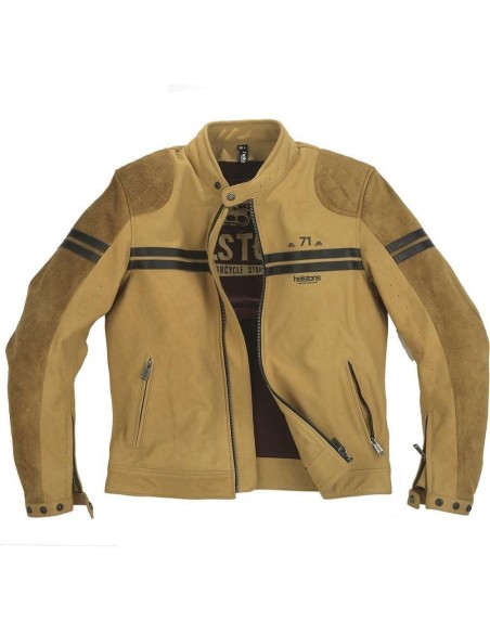 GIACCA PELLE HELSTONS CHEVY AIR GIALLO MARRONE