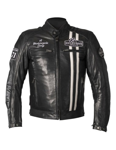HELSTONS INDY BLAU WEISSE LEDERJACKE