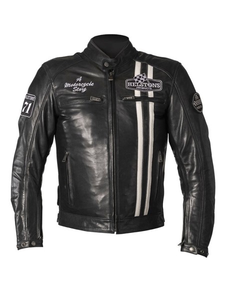 HELSTONS INDY LEATHER JACKET BLUE WHITE