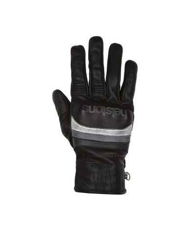 HELSTONS BORA HIVER BLACK GREY LEATHER GLOVES