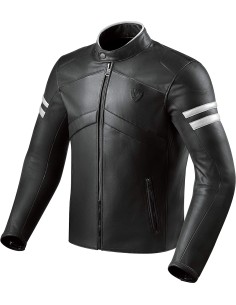 REV'IT PROMETHEUS CHAQUETA DE CUERO NEGRO BLANCO