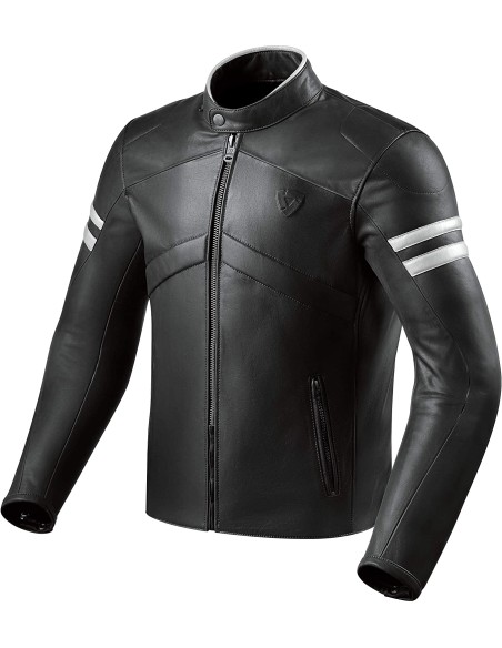 REV'IT PROMETHEUS CHAQUETA DE CUERO NEGRO BLANCO