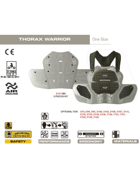 PROTECTION SPIDI THORAX WARRIOR GREY BLACK