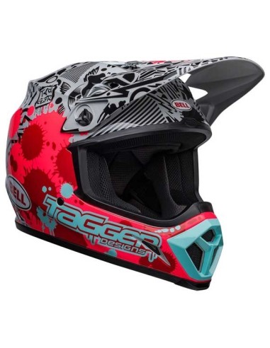 BELL MX-9 MIPS TAGGER HELMET SPLATTER GLOS RED GRAY