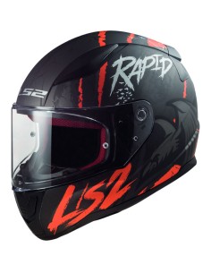 CASCO LS2 FF353 RAPID RAVEN NEGRO MATE BLANCO ROJO