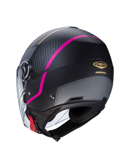 CASCO CABERG RIVIERA V4X GEO NEGRO MATE FUCSIA