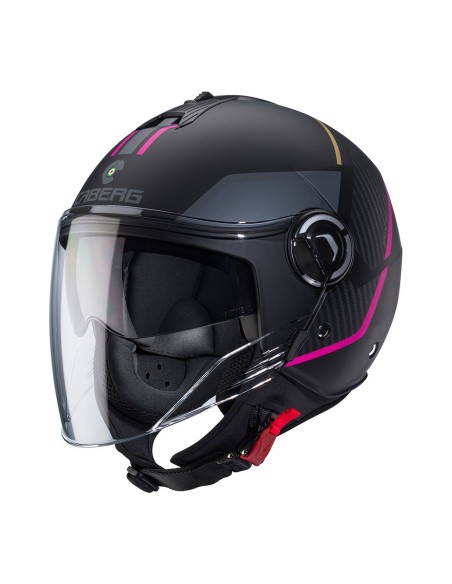 CASCO CABERG RIVIERA V4X GEO NEGRO MATE FUCSIA