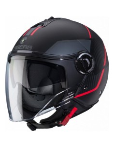 CASCO CABERG RIVIERA V4X GEO NEGRO MATE ROJO ANTRAC