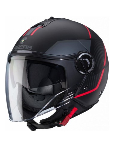 CASCO CABERG RIVIERA V4X GEO NEGRO MATE ROJO ANTRAC