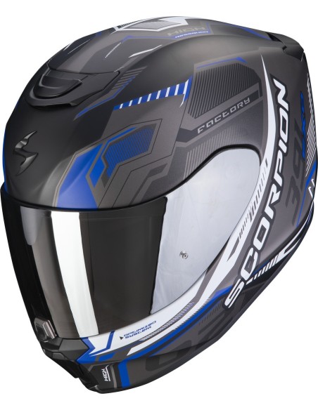 SCORPION EXO 391 HAUT HELMET BLACK SILVER BLUE