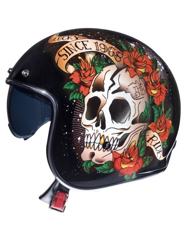 CASCO MT LE MANS 2 SV SKULL & ROSIS ROJO